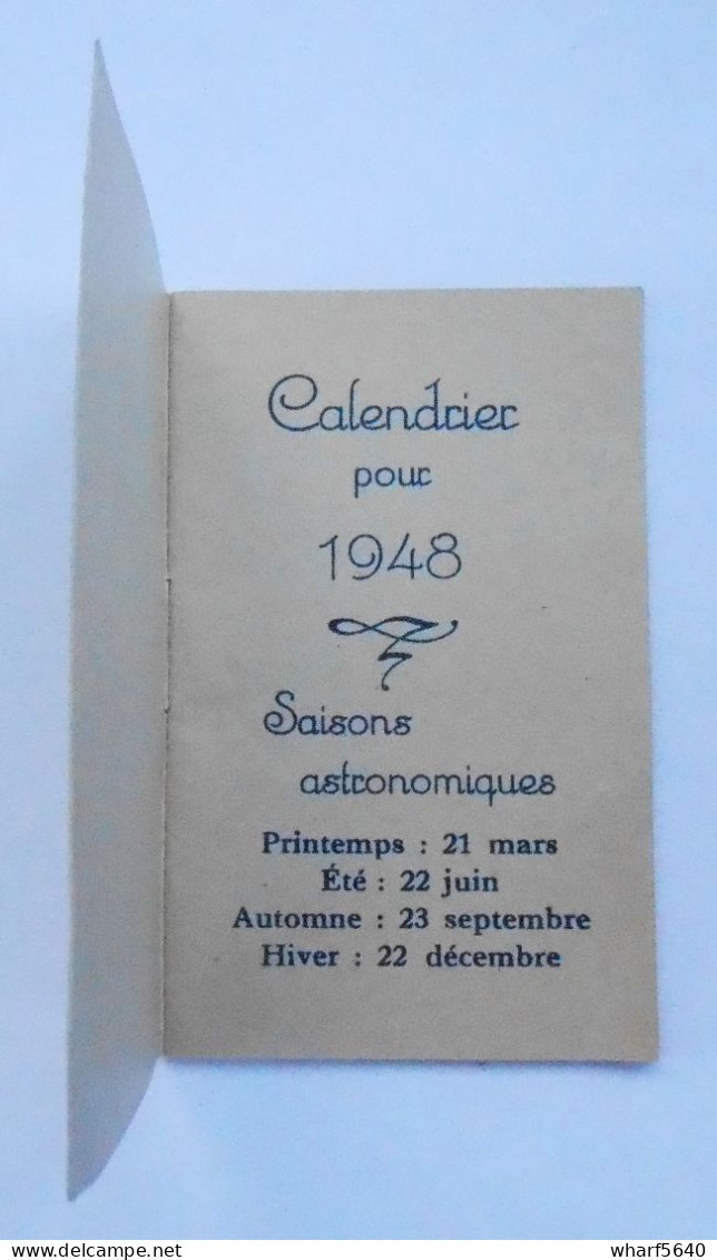 Calendrier / Mini Agenda 1948 Caisse De Secours Union Des Mères Et Veuves De Guerre 1914-18 & 1940 Belgique - Petit Format : 1941-60