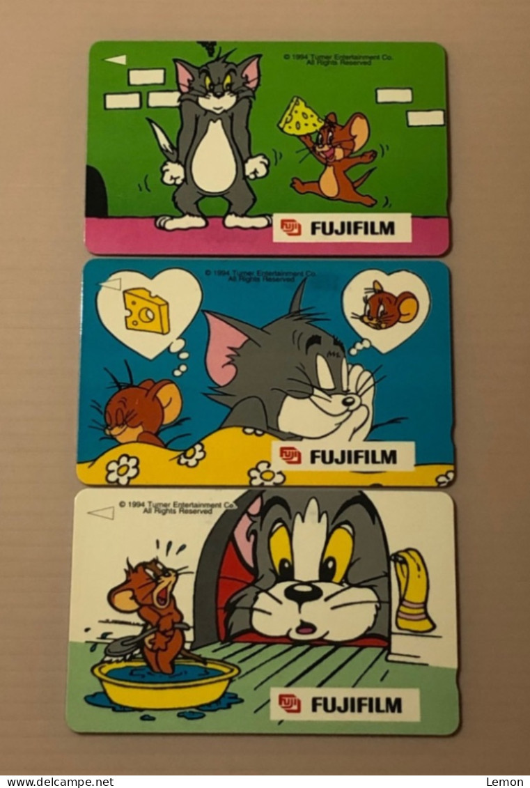 Singapore Telecom Singtel GPT Phonecard, FUJIFILM - Tom & Jerry, Set Of 3 Used Cards - Singapour