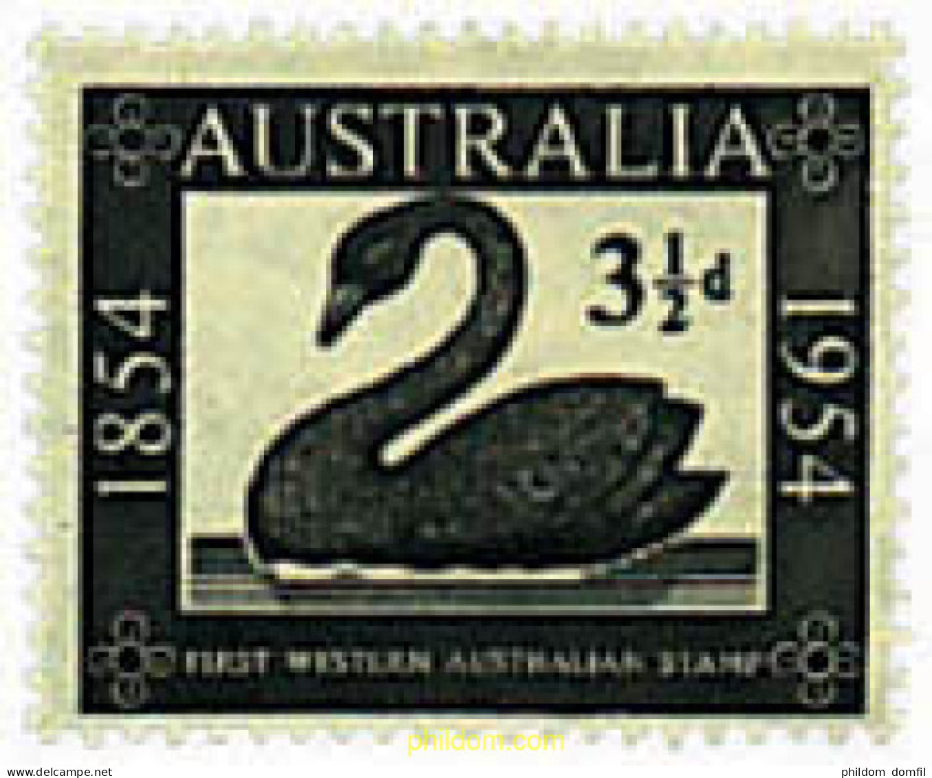 33218 MNH AUSTRALIA 1954 CENTENARIO DEL PRIMER SELLO DE AUSTRALIA OCCIDENTAL - Ongebruikt