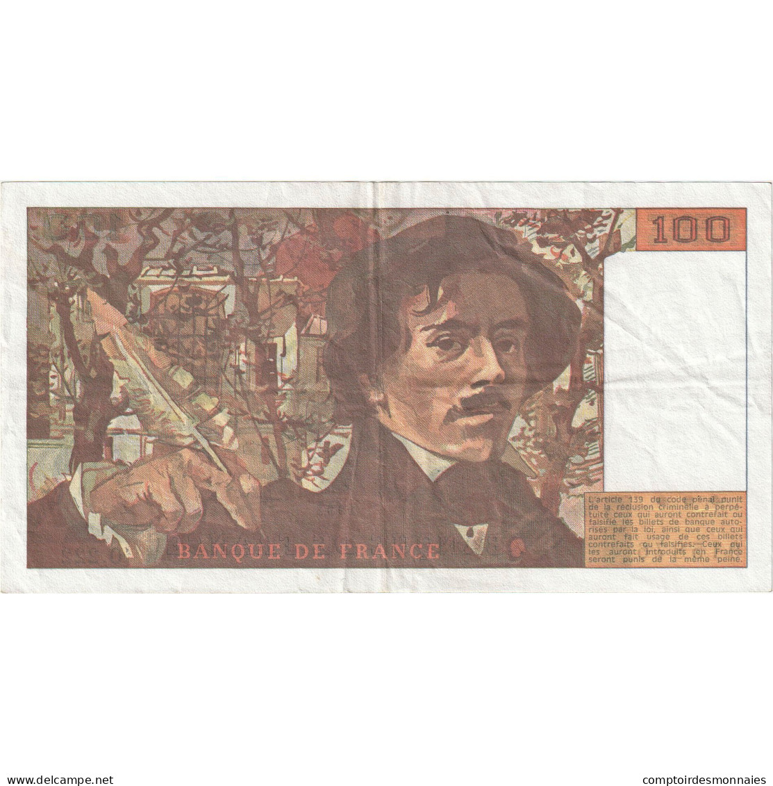 France, 100 Francs, Delacroix, 1993, O.222, TTB+, Fayette:69bis.7, KM:154g - 100 F 1978-1995 ''Delacroix''