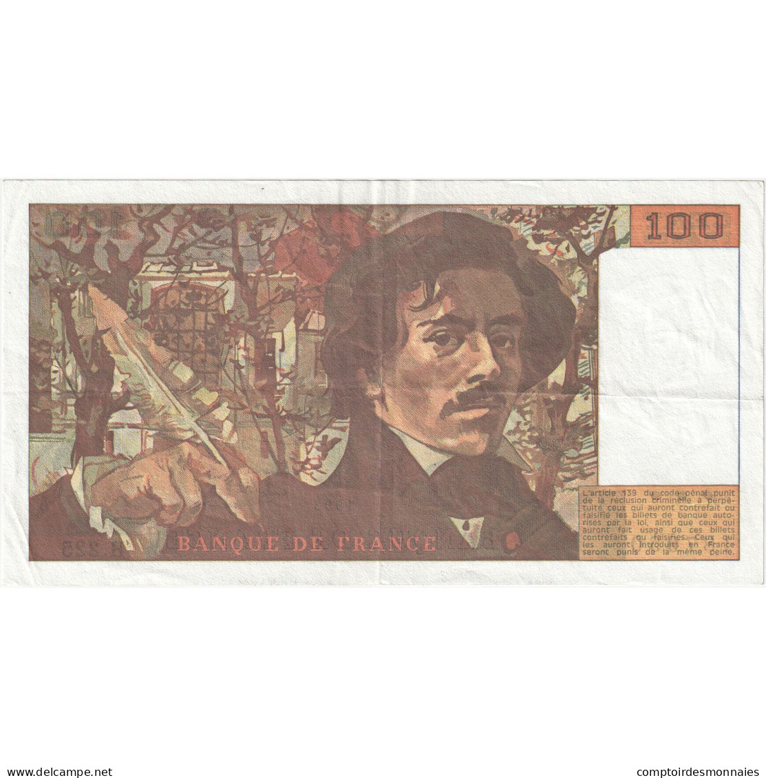 France, 100 Francs, Delacroix, 1993, H.225, TTB+, Fayette:69bis.8, KM:154g - 100 F 1978-1995 ''Delacroix''