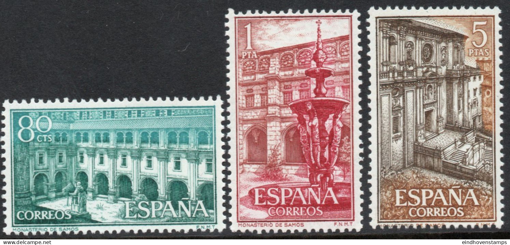 Spain 1960 Cloister Samos 3 Values MNH - Abadías Y Monasterios