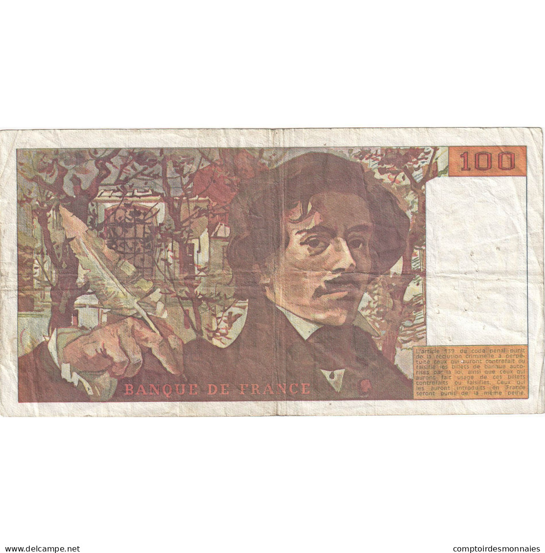 France, 100 Francs, Delacroix, 1990, Q.135, TB, Fayette:69bis.1a, KM:154d - 100 F 1978-1995 ''Delacroix''