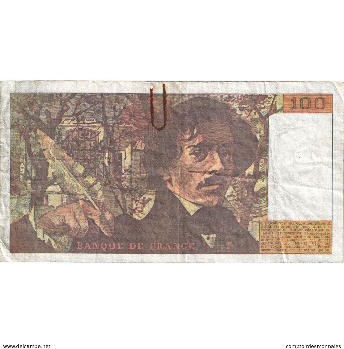 France, 100 Francs, Delacroix, 1990, C.137, B+, Fayette:69bis.1a, KM:154d - 100 F 1978-1995 ''Delacroix''