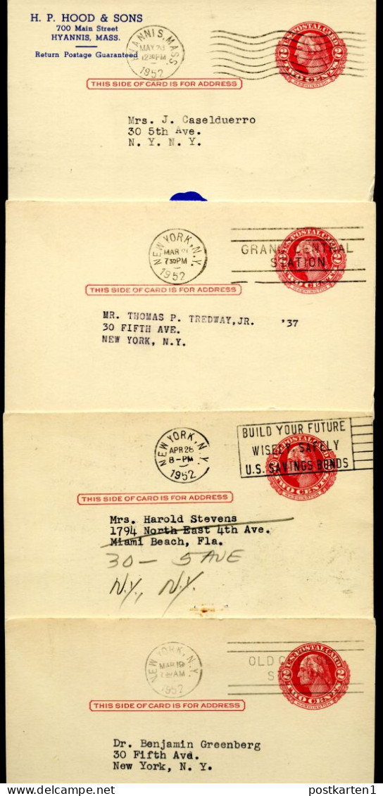 UY13m Type 1 Electrotype Postal Cards NY+MA 1952 - 1941-60