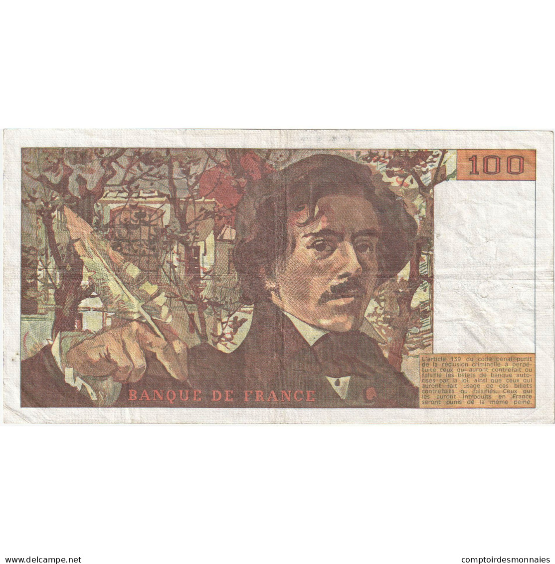 France, 100 Francs, Delacroix, 1989, K.144, TB, Fayette:69.13C, KM:154d - 100 F 1978-1995 ''Delacroix''