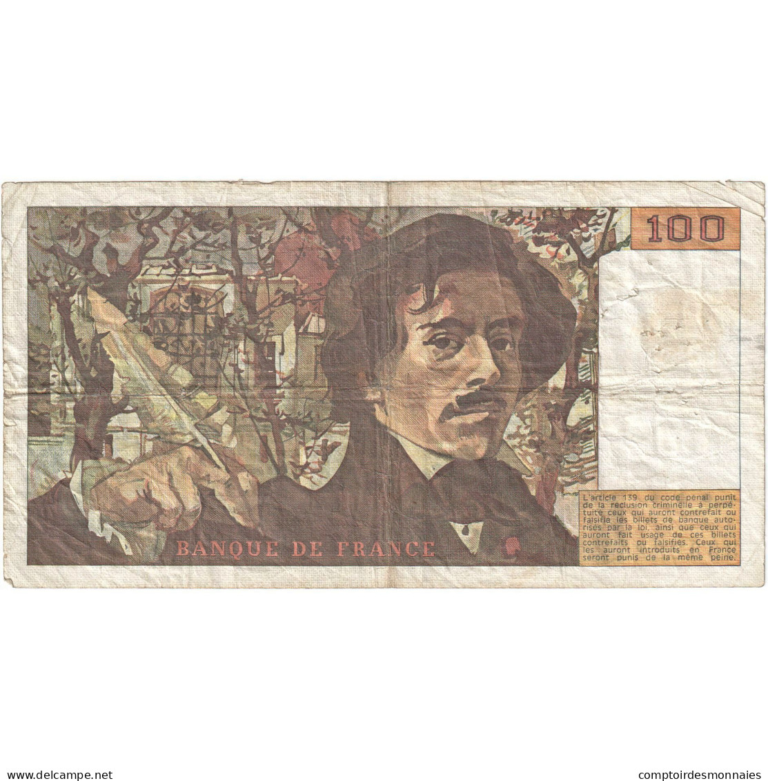 France, 100 Francs, Delacroix, 1989, F.148, B, Fayette:69.13C, KM:154d - 100 F 1978-1995 ''Delacroix''