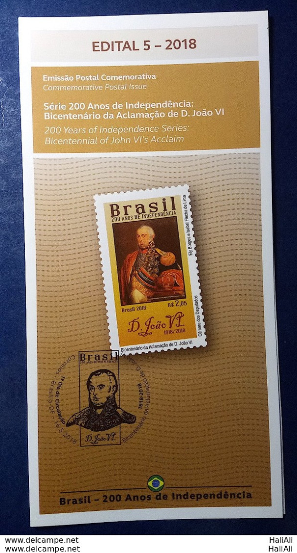 Brochure Brazil Edital 2018 05 Dom John VI's Acclaim Portugal Without Stamp - Cartas & Documentos