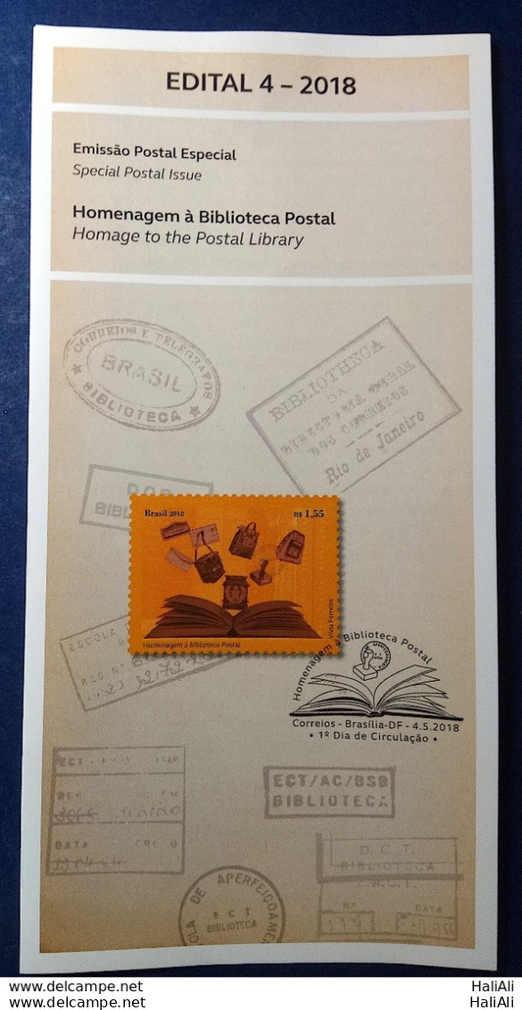 Brochure Brazil Edital 2018 04 Postal Library Literature Mail Boxes Without Stamp - Brieven En Documenten