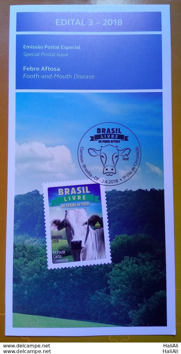 Brochure Brazil Edital 2018 03 Foot And Mouth Disease Nellore Ox Zebu Without Stamp - Storia Postale