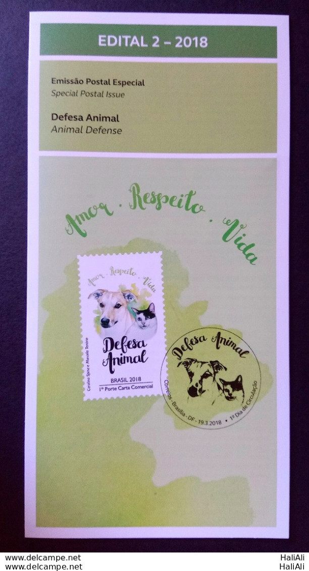 Brochure Brazil Edital 2018 02 Animal Defense Dog Cat Without Stamp - Covers & Documents