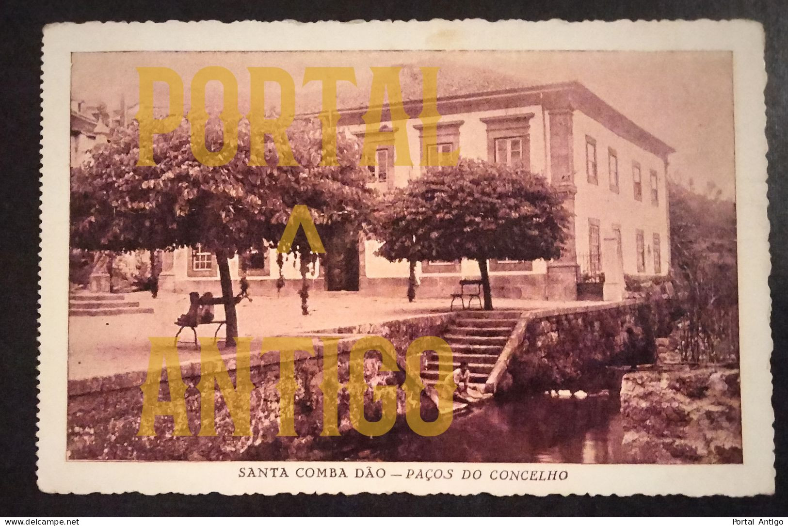 SANTA COMBA DÃO - Paços  Do Concelho - Lavadeira - (Ed. Pensão Ambrosia) - Viseu - Portugal - Circulado 1952 ( 2 Scans) - Viseu