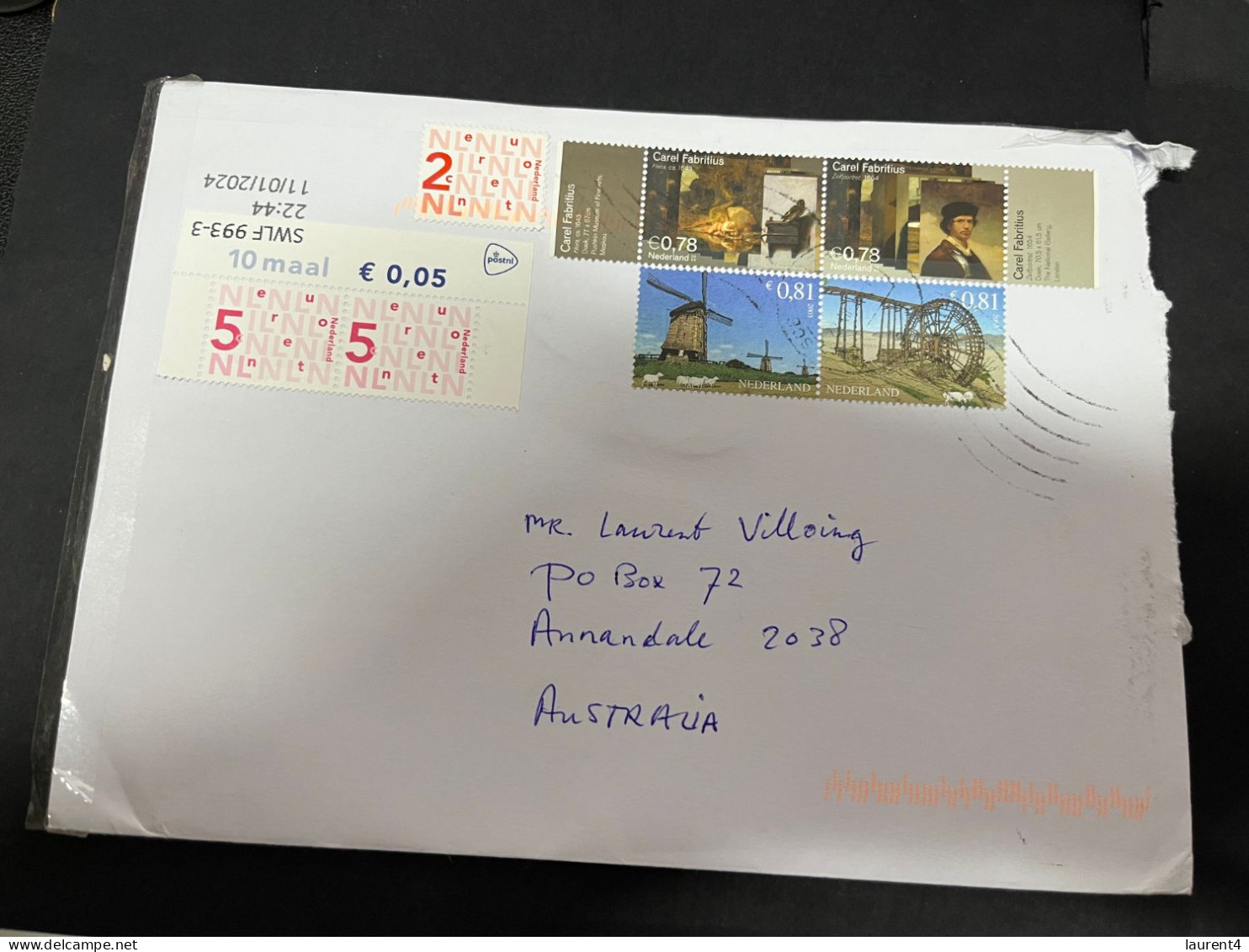 19-1-2024 (1 X 34) Letter Posted From Netherlands To Australia (20 X 14 Cm) - Storia Postale