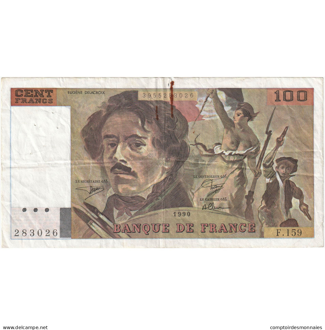 France, 100 Francs, Delacroix, 1990, F.159, TB, Fayette:69bis.2b, KM:154e - 100 F 1978-1995 ''Delacroix''