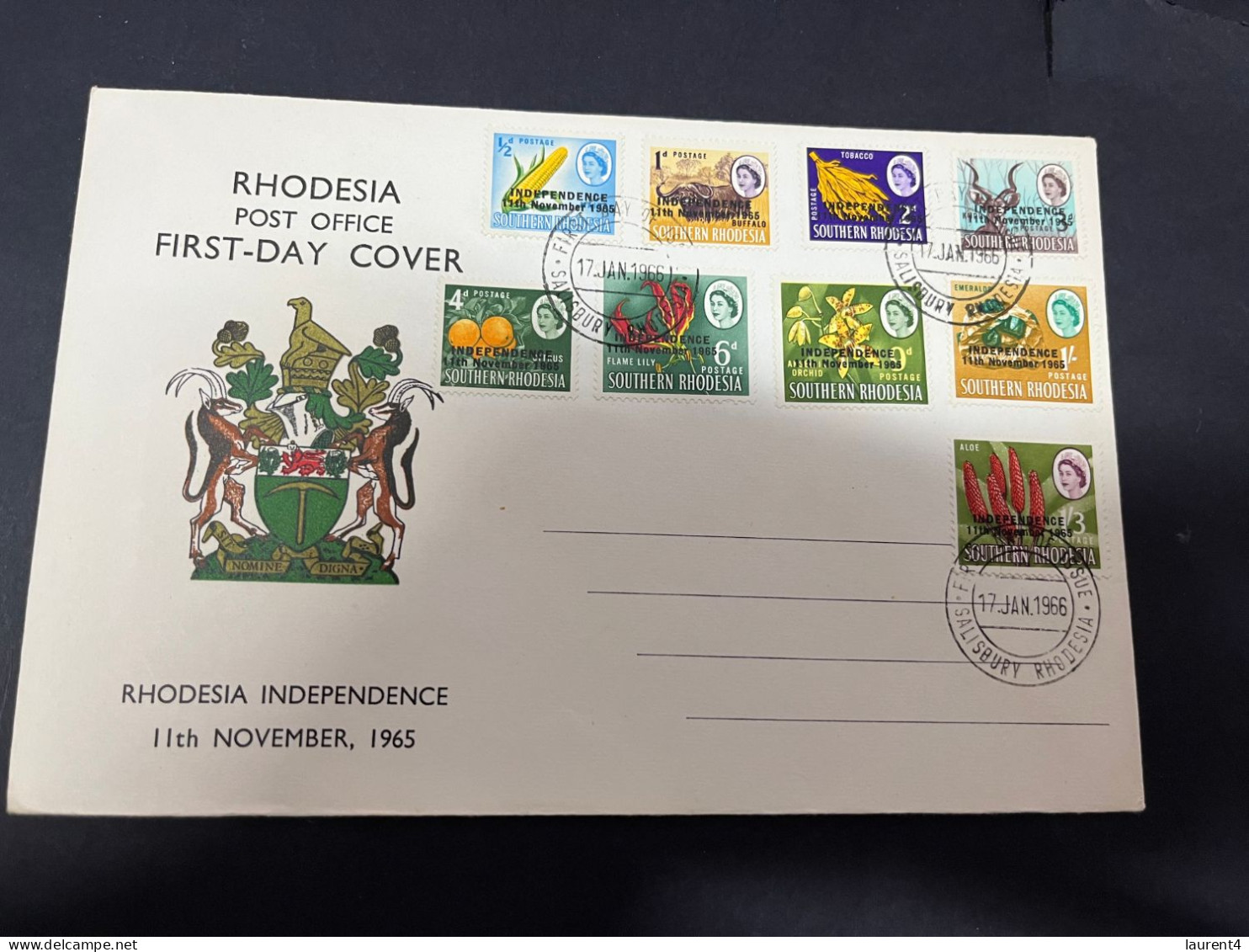 19-1-2024 (1 X 34) Rhodesia FDC Covers 1965 (19 X 13 Cm) - Rhodesien (1964-1980)