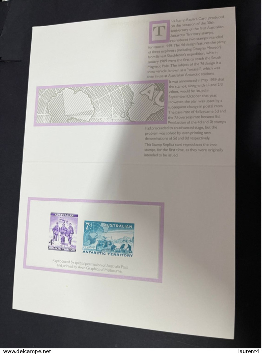 19-1-2024 (1 X 34) Australia Replica Card  - 1 Card ( Unfolded 14,5 X 21 Cm) Nº 8 (Antarctic Territory) - Cinderella