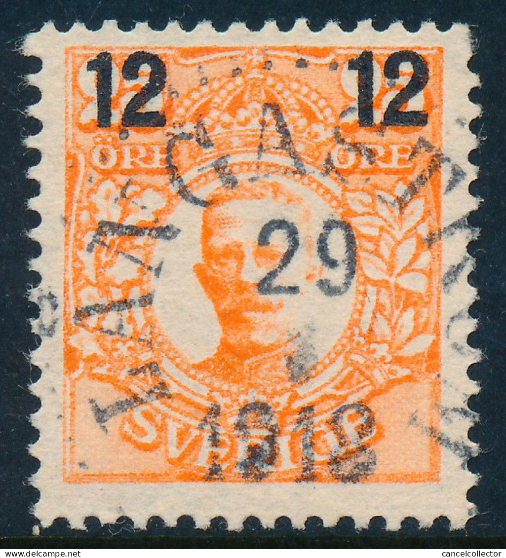 Sweden Suède Sverige: Facit 100, 12/25ö Orange Provisional, LÅNGASTRÖM Cancel (DCSV00465) - 1910-1920 Gustaf V