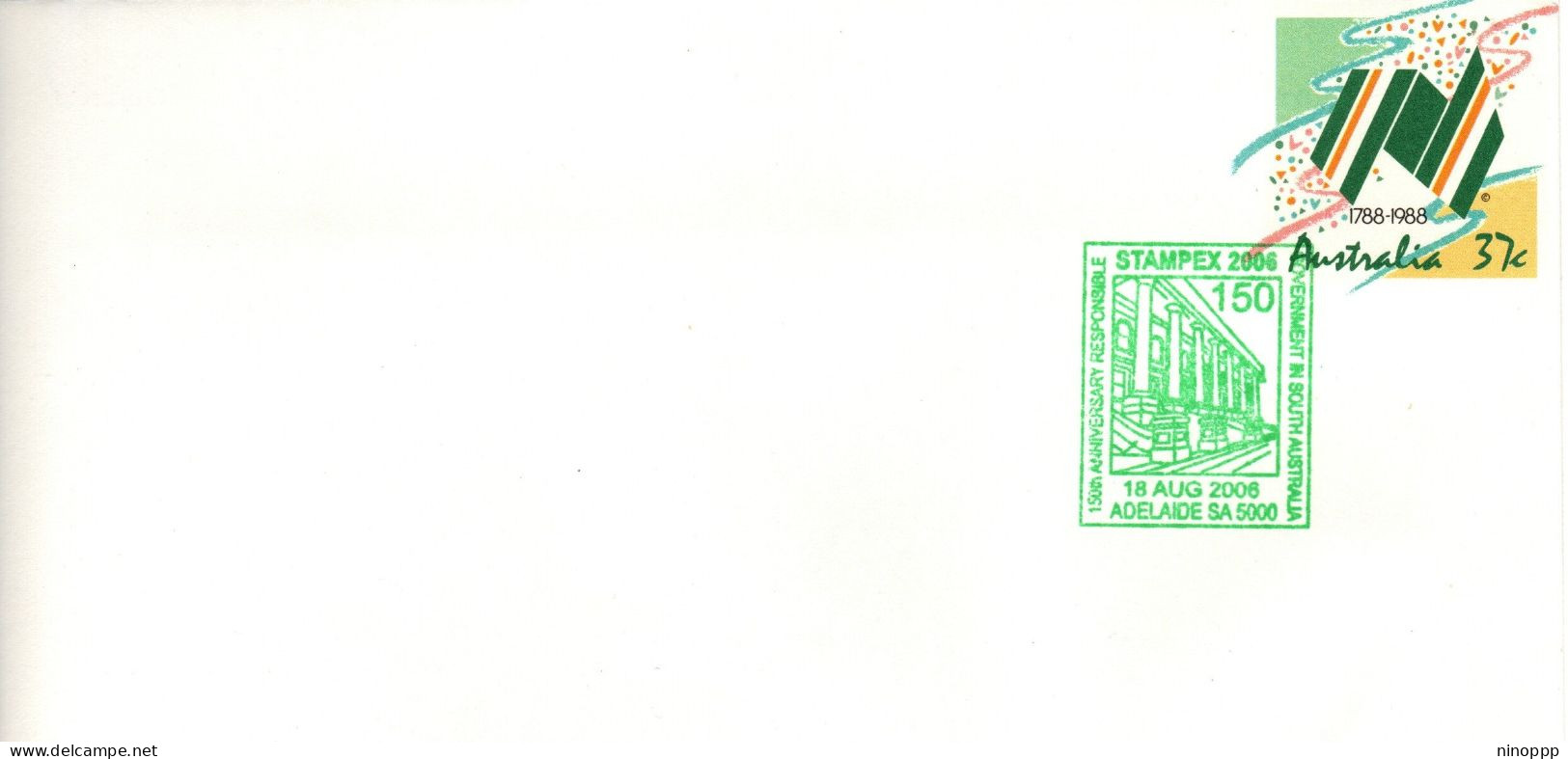 Australia 2006 Stampex 2006 Green Logo,Adelaide  Postmark, Souvenir Cover - Bolli E Annullamenti