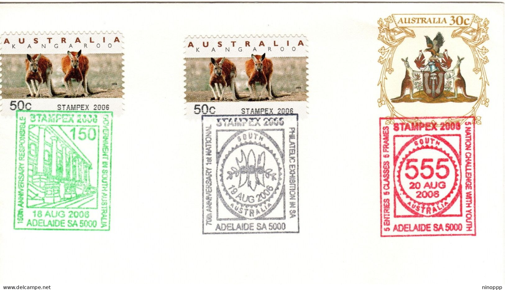 Australia 2006 Stampex 2006 Green,black & Red Logo,Adelaide  Postmark, Souvenir Cover - Marcophilie