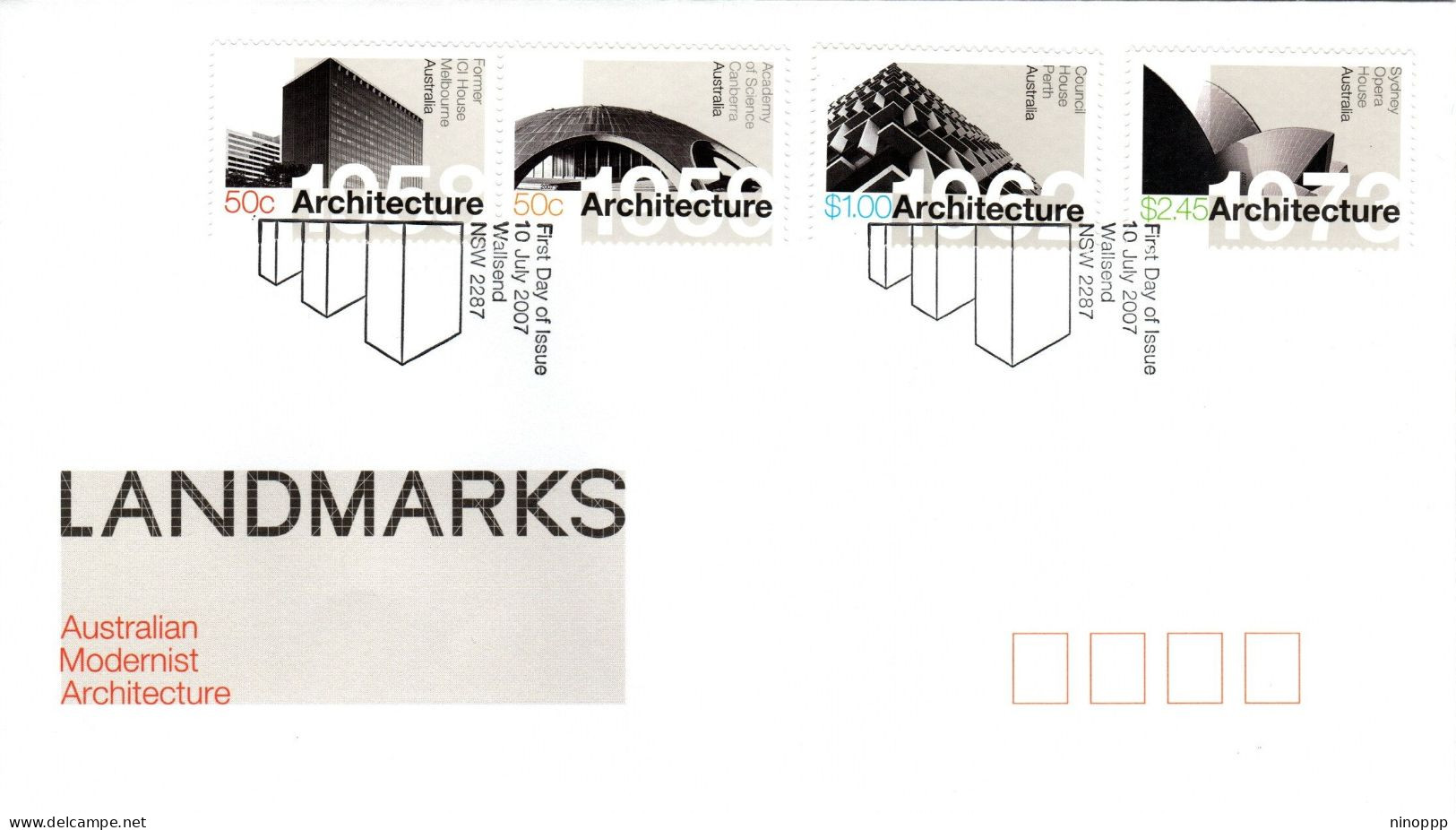 Australia 2007  Landmarks Modern Architecture,Wallsend Postmark,FDI - Marcophilie