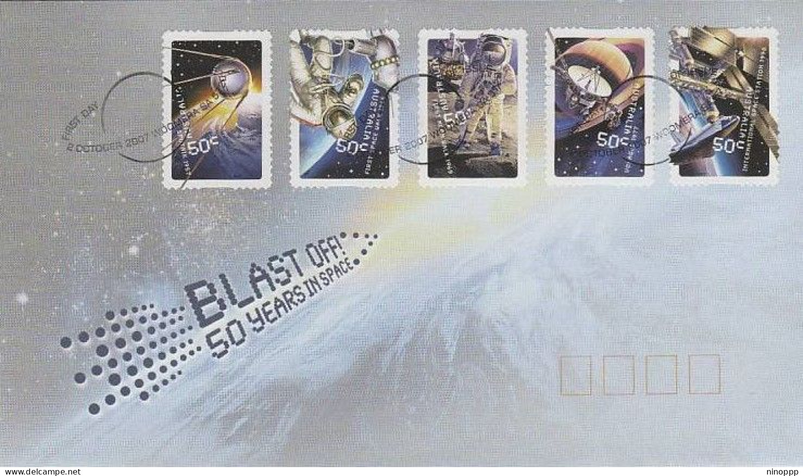 Australia 2007 Blast Off 50 Years In Space P&S FDC - Marcophilie