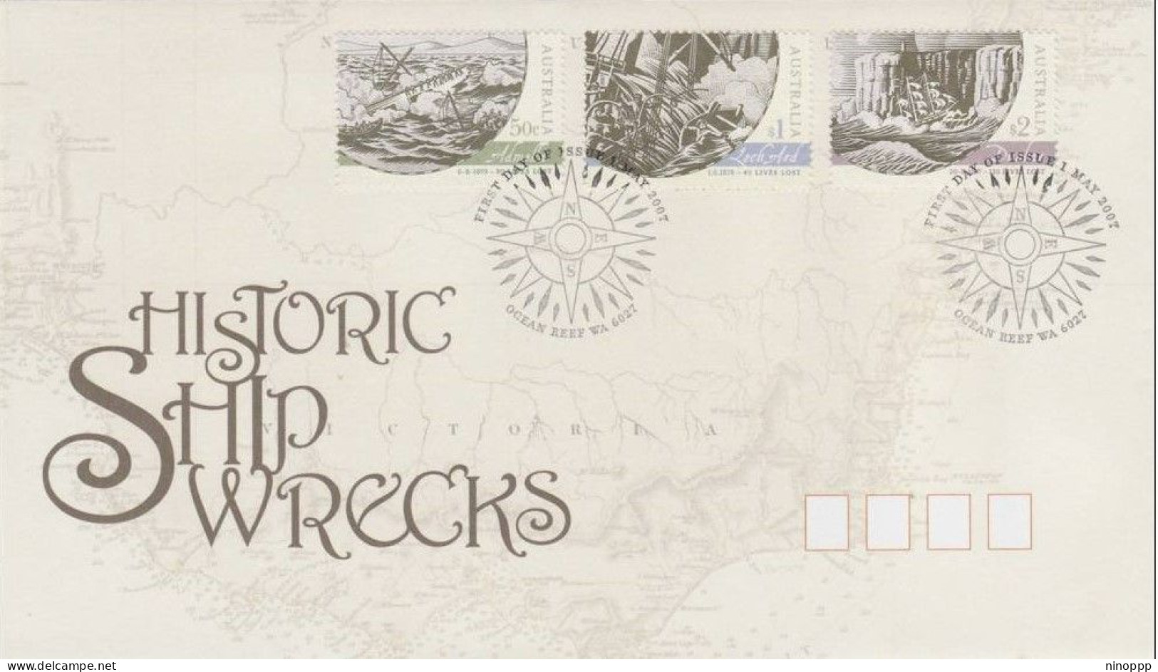 Australia 2007 Historic Shipwrecks FDC - Bolli E Annullamenti