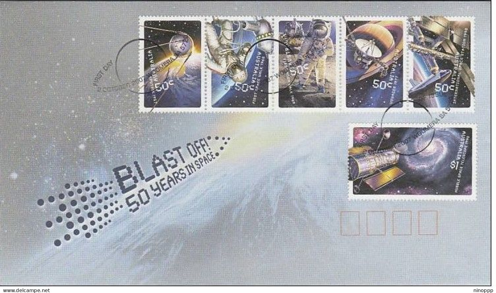 Australia 2007 Blast Off 50 Years In Space FDC - Bolli E Annullamenti