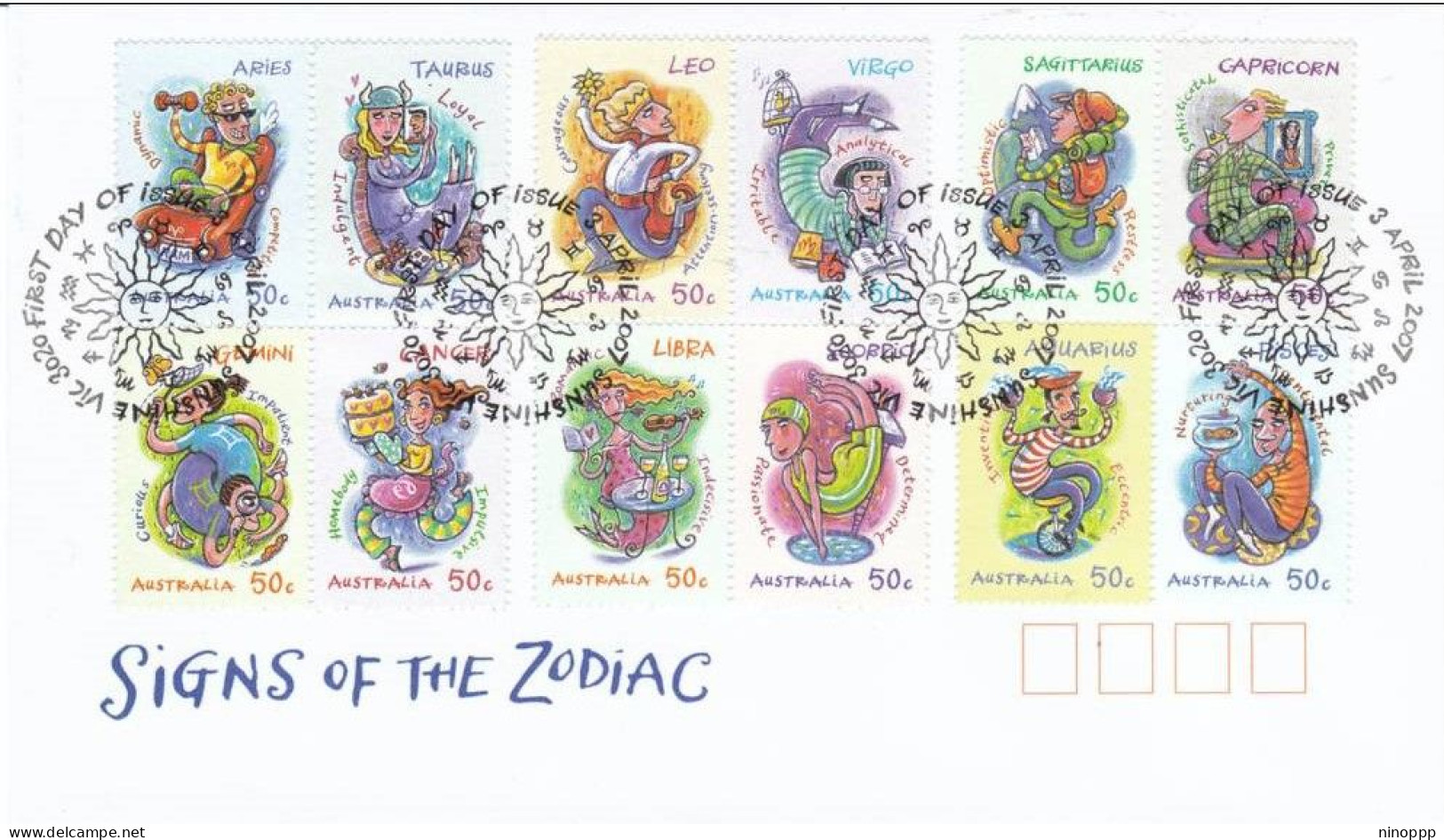 Australia 2007 Signs Of The Zodiac FDC - Bolli E Annullamenti