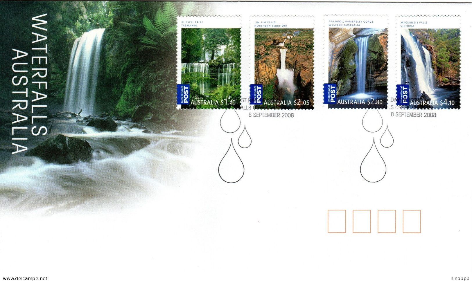 Australia 2008 Waterfalls,Fall Creek Postmark,FDI - Poststempel