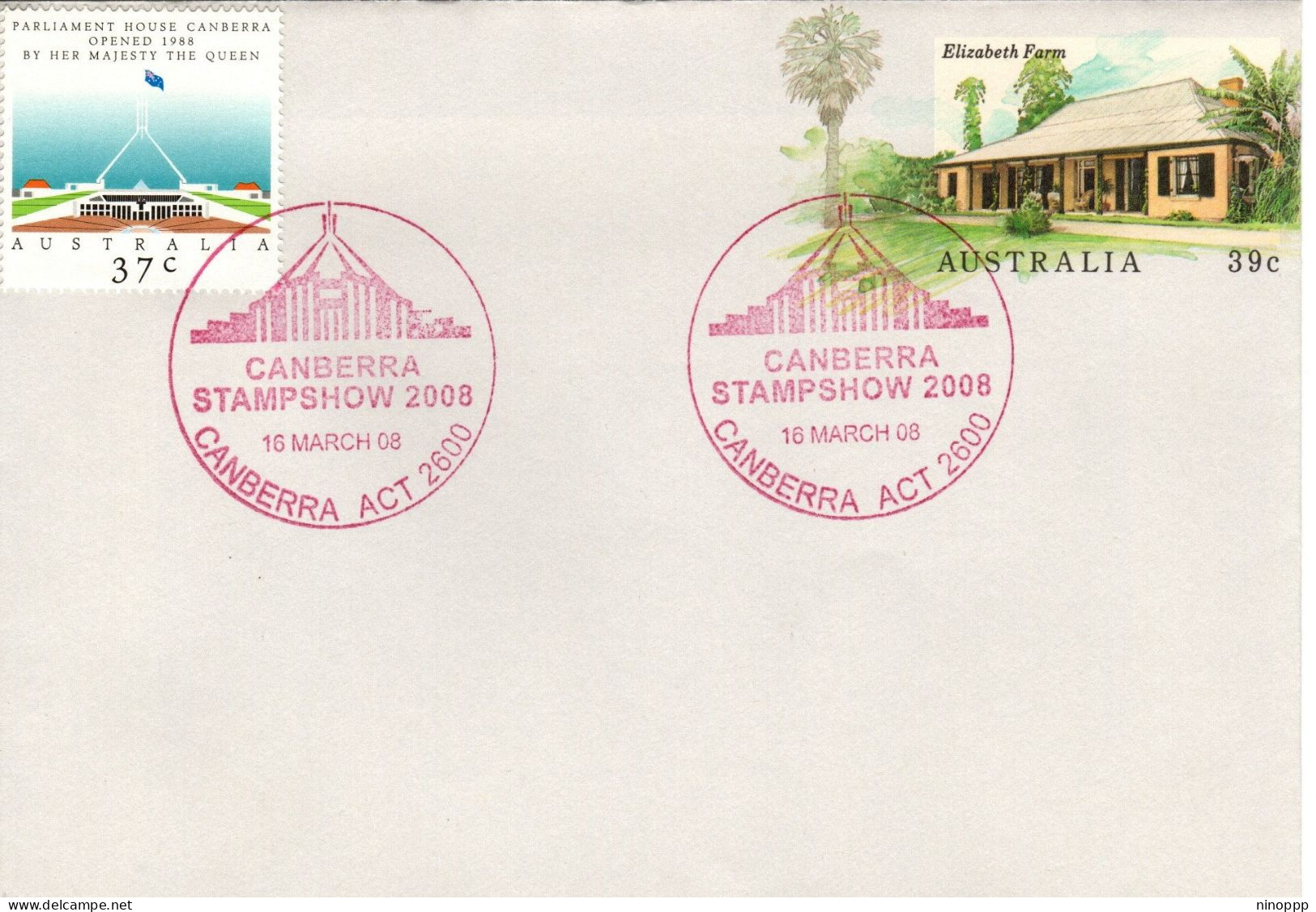 Australia 2008 Canberra Stamp Show ,red Logo,souvenir Cover - Postmark Collection