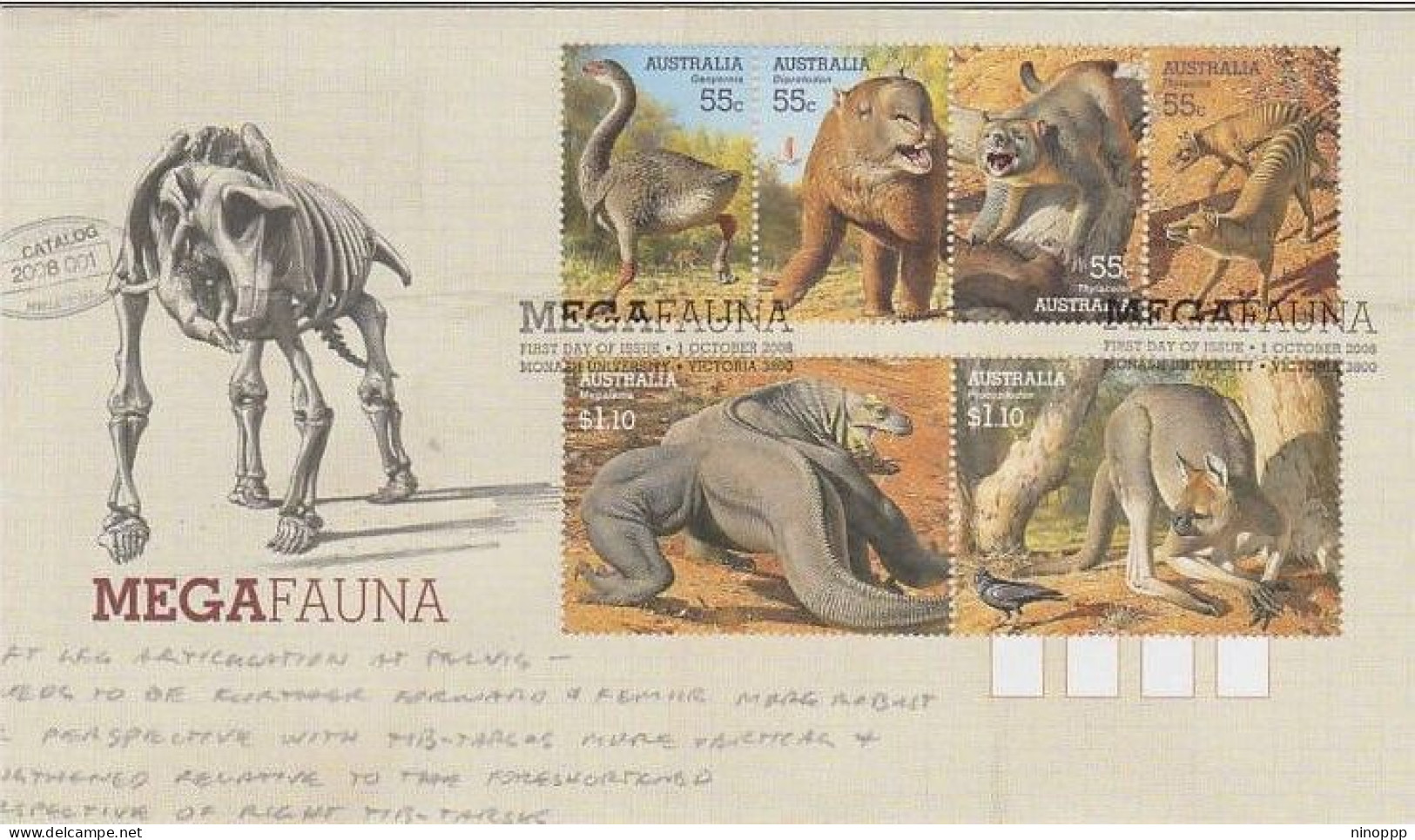 Australia 2008 Megafauna Set FDC. - Marcophilie