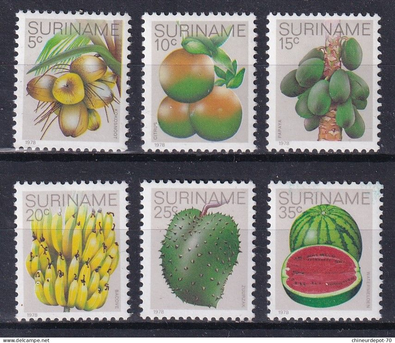 Suriname Surinam Neufs Sans Charnière ** 1978 Fruits Pasteque Bananes Citron ** - Suriname