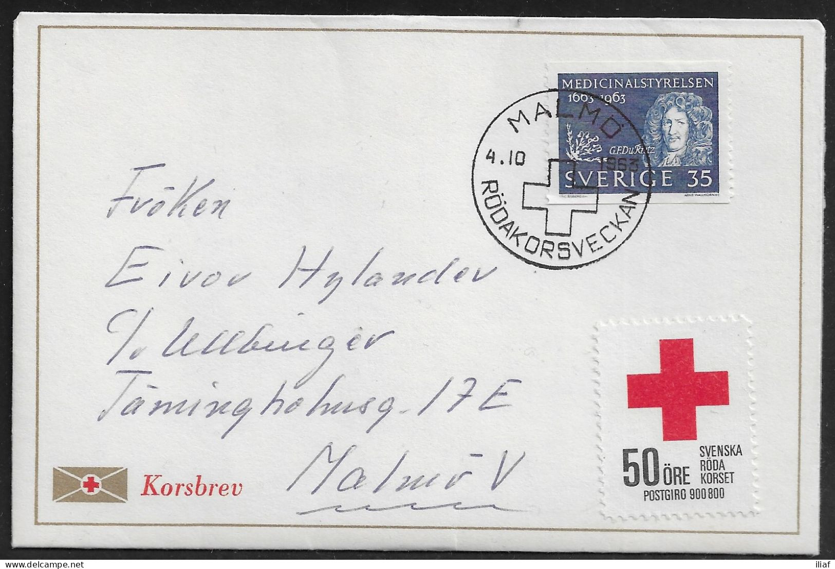 Sweden.   Swedish Red Cross.   Special Cancellation On Special Cover. - Cartas & Documentos