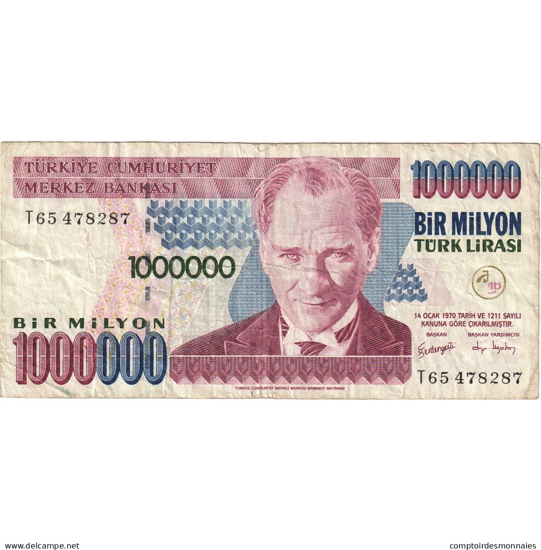 Billet, Turquie, 1,000,000 Lira, L.1970, 2002, KM:213, TB+ - Turquie