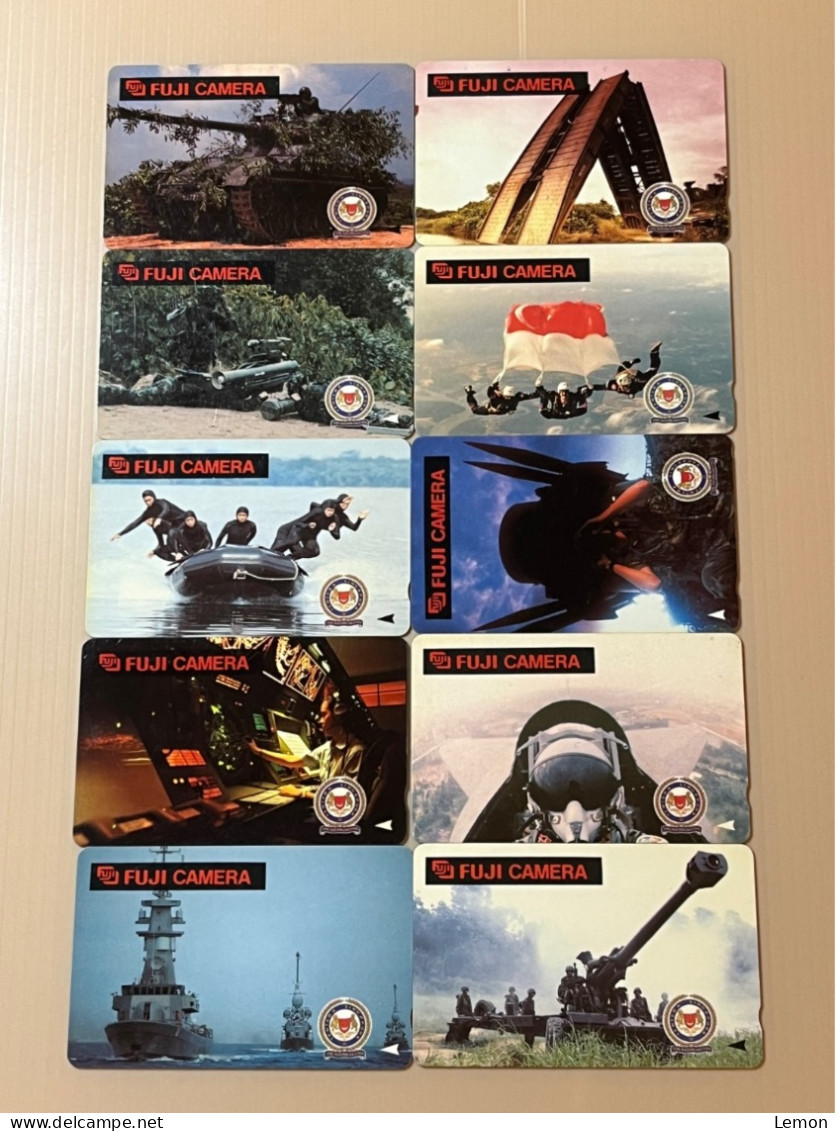 Singapore Telecom Singtel GPT Phonecard, FUJI Camera Singapore Arm Forces, Set Of 10 Used Cards - Singapour