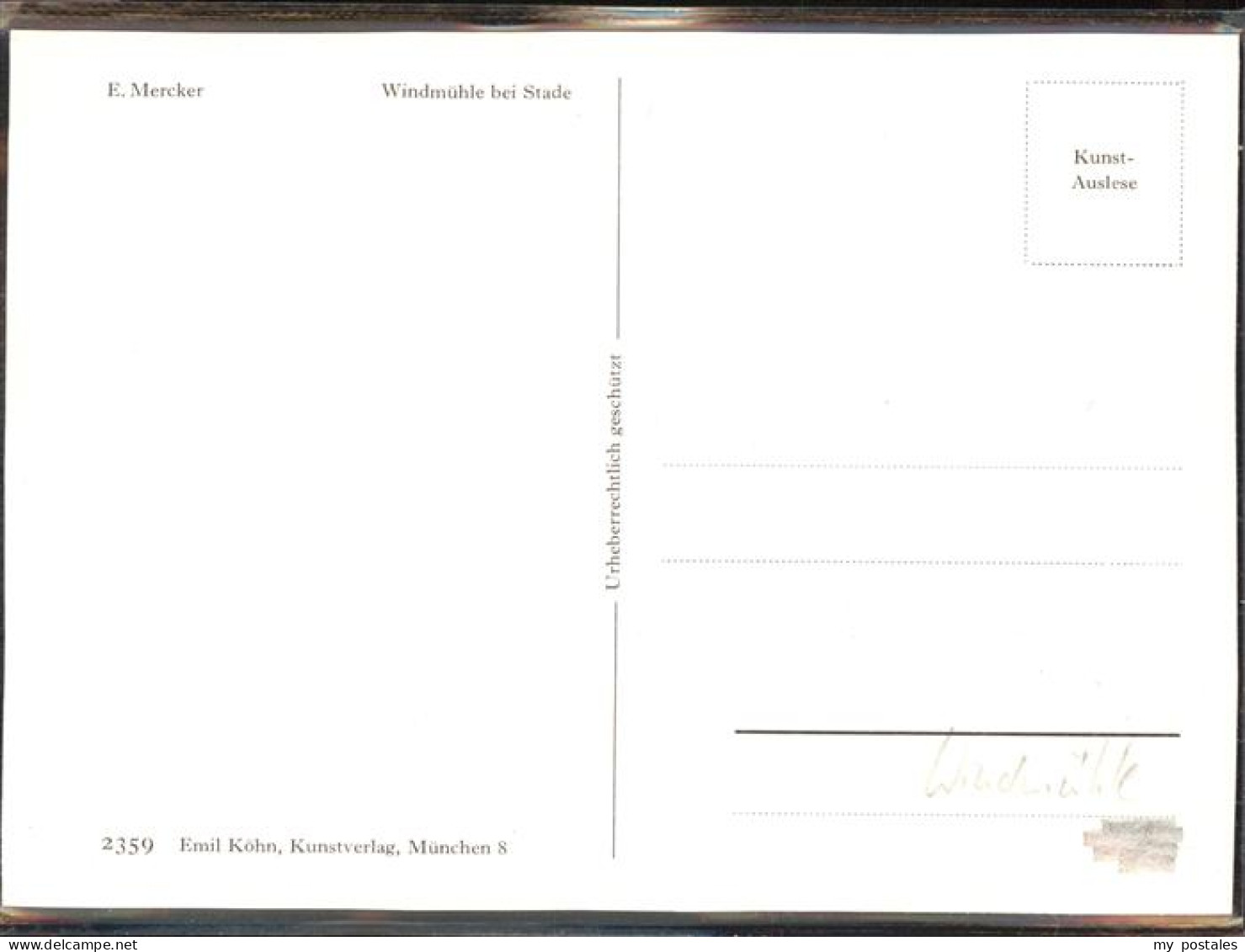 41372439 Stade Niederelbe Windmuehle Kuenstlerkarte E. Mercker Stade - Stade
