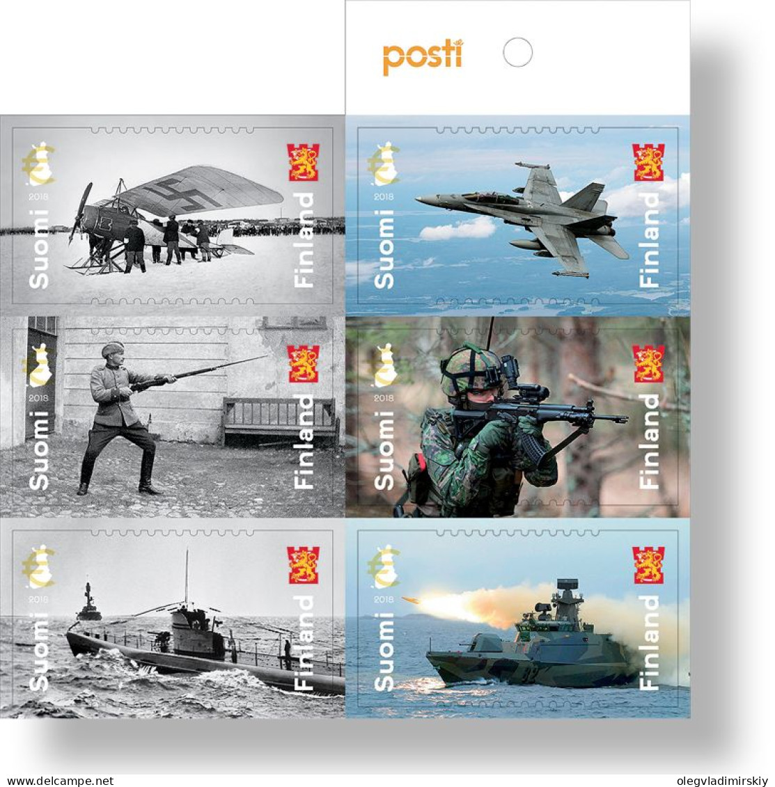 Finland Finnland Finlande 2018 Finnish Army 100 Ann Aviation Ships Submarine Posti Set Of 6 Stamps In Booklet MNH - Unused Stamps