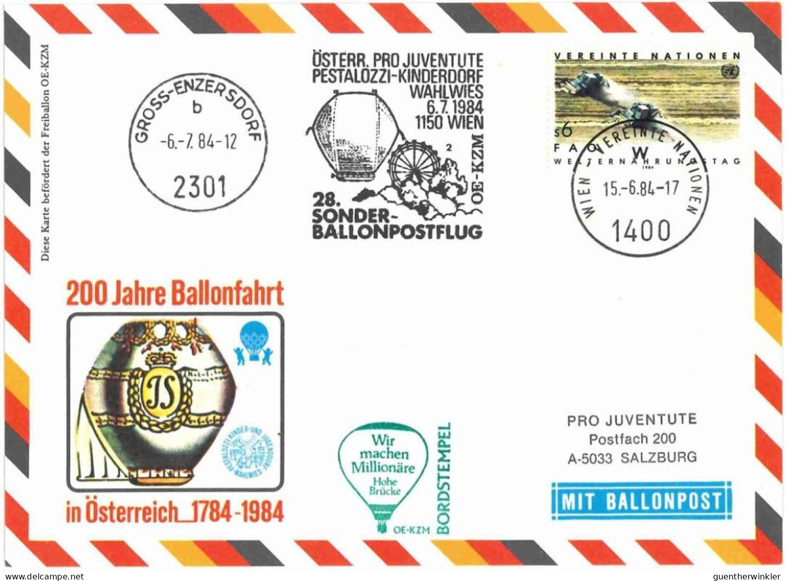 Sonder Ballonpostflug Nr. 28d Der Pro Juventute [SBP28a] - Balloon Covers