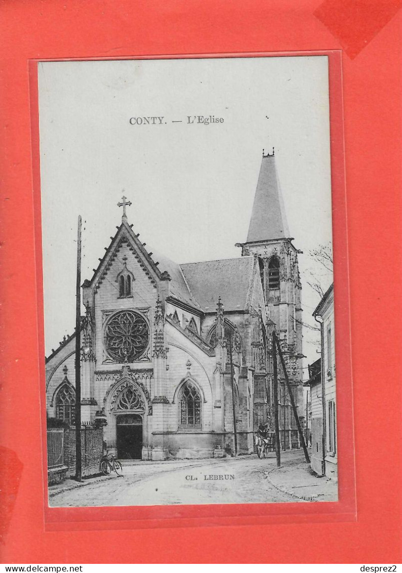 80 CONTY Cpa Petite Animation L ' Eglise           Edit Lebrun - Conty