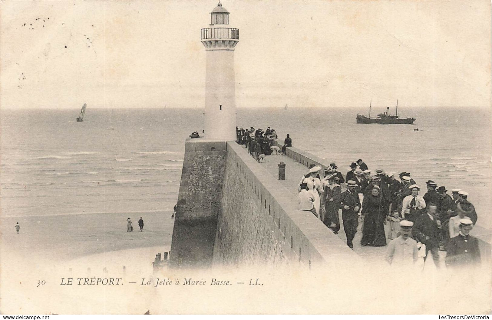 FRANCE - Le Tréport - Vue Sur La Jetée à Marée Basse - LL - Animé - Carte Postale Ancienne - Le Treport