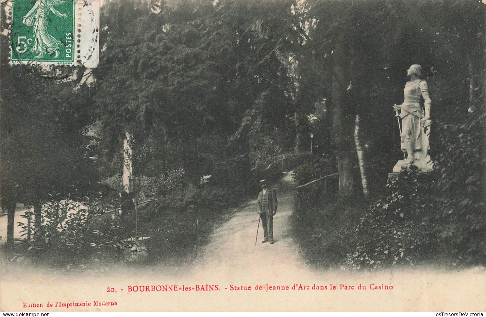 FRANCE - Bourbonne Les Bains - Statue De Jeanne D'Arc Dans Le Parc Du Casino - Carte Postale Ancienne - Bourbonne Les Bains