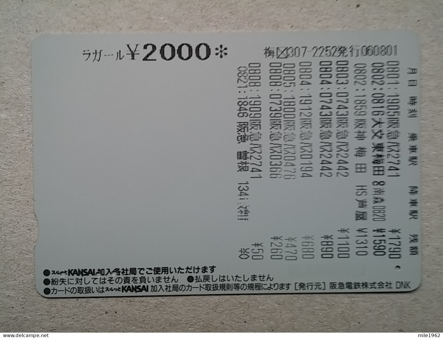 T-609 - JAPAN, Japon, Nipon, Carte Prepayee, Prepaid Card, CARD, RAILWAY, TRAIN, CHEMIN DE FER - Treni