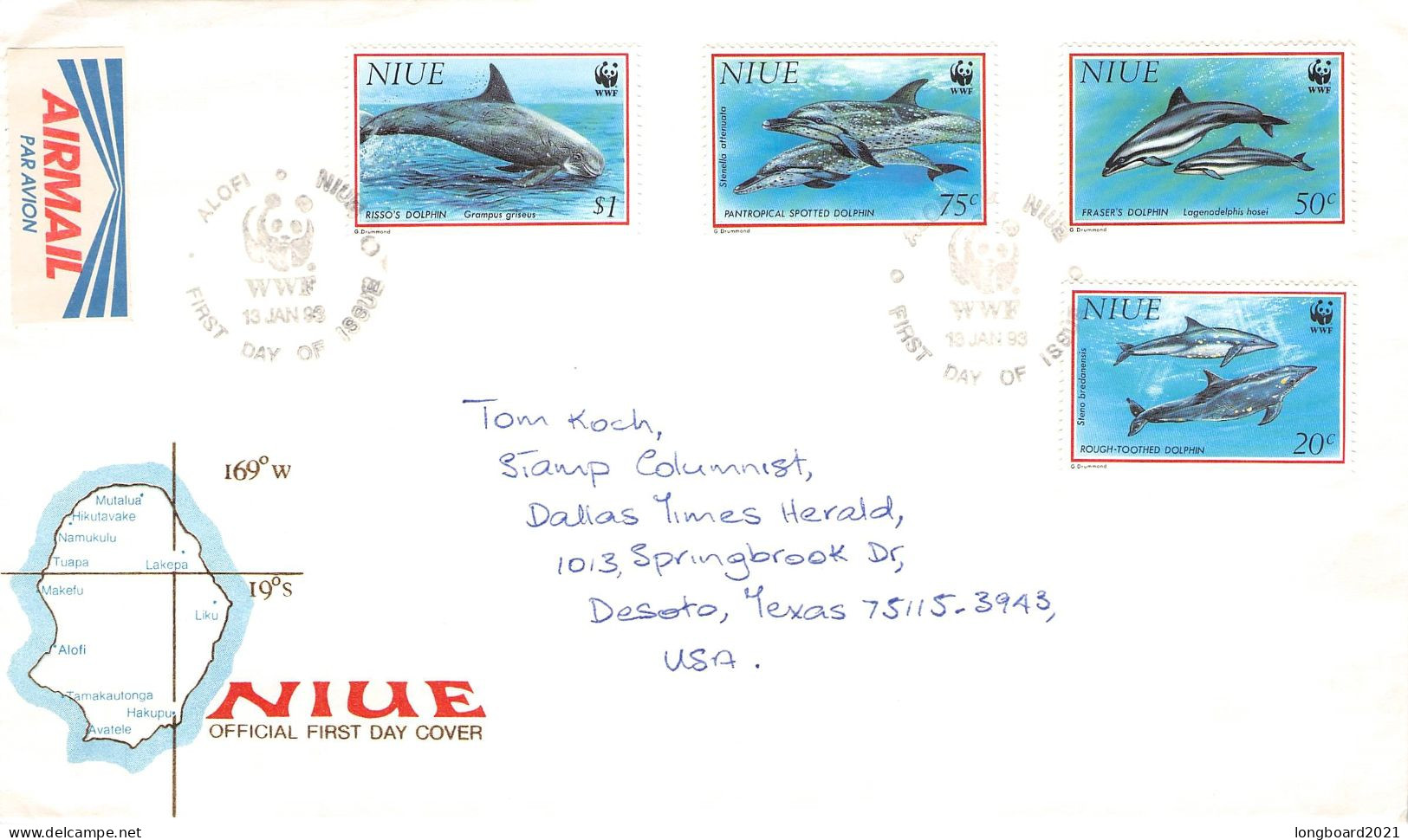 NIUE - FDC WWF 1993 - DOLPHIN / 4349 - Niue