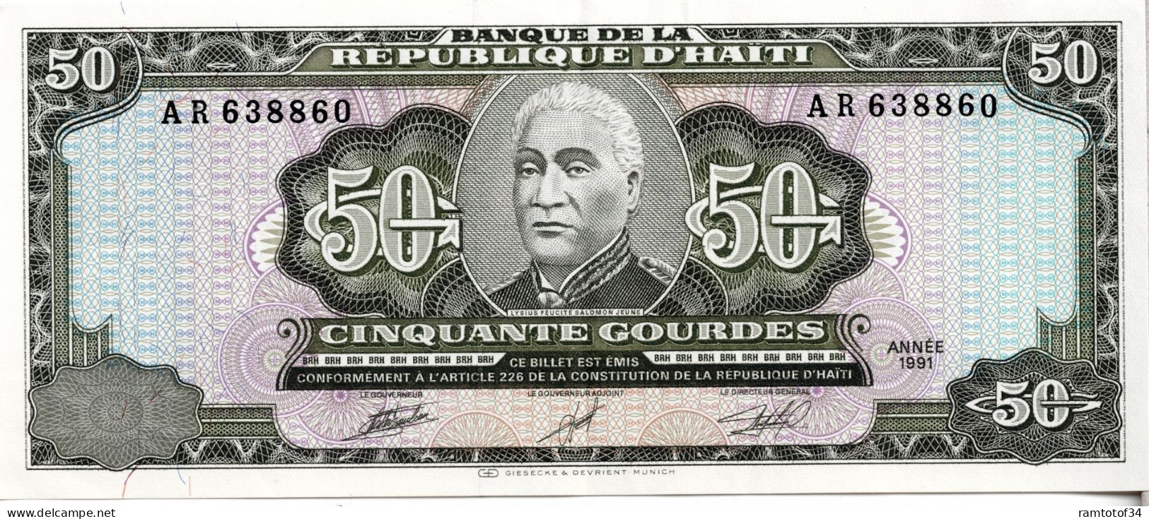 HAîTI - 50 Gourdes 1991 UNC - Haïti