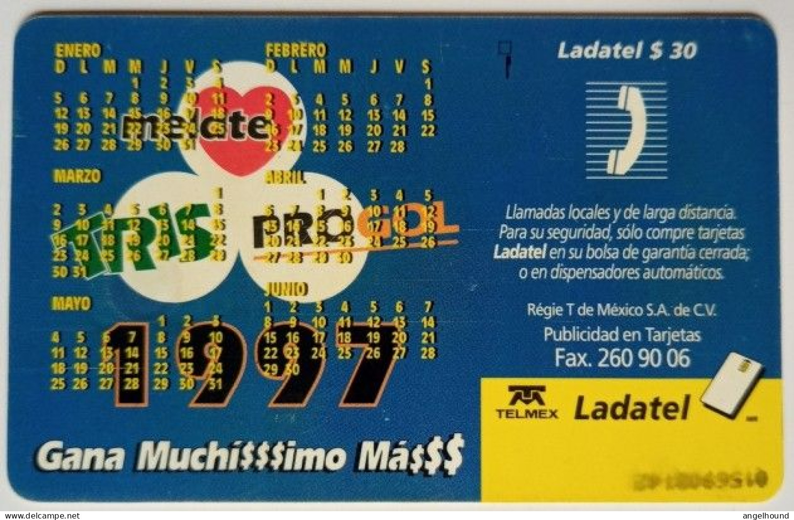 Mexico Ladatel $30 Chip Card - Pronosticos Deportivos  ( Dama ) - Mexique