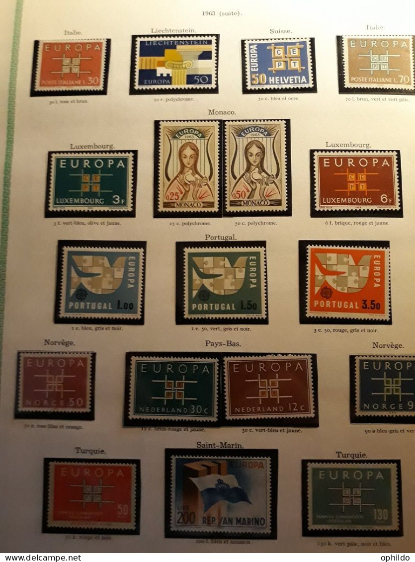 Europa  Collection quasi complète  1956 à 1974   * *   TB  