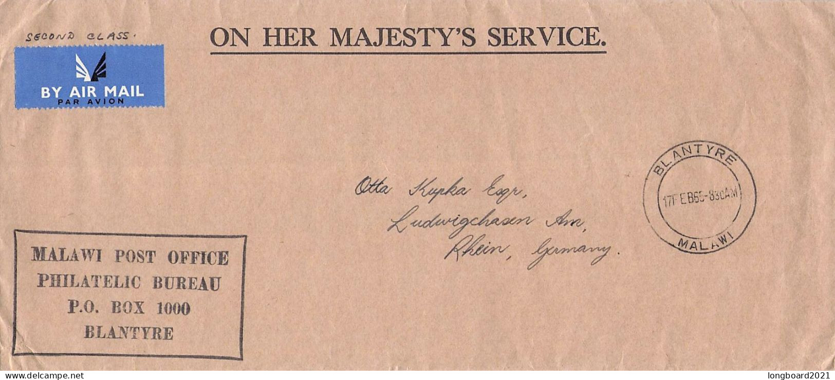 MALAWI - ON HER MAJESTY'S SERVICE 1965 / 4352 - Malawi (1964-...)