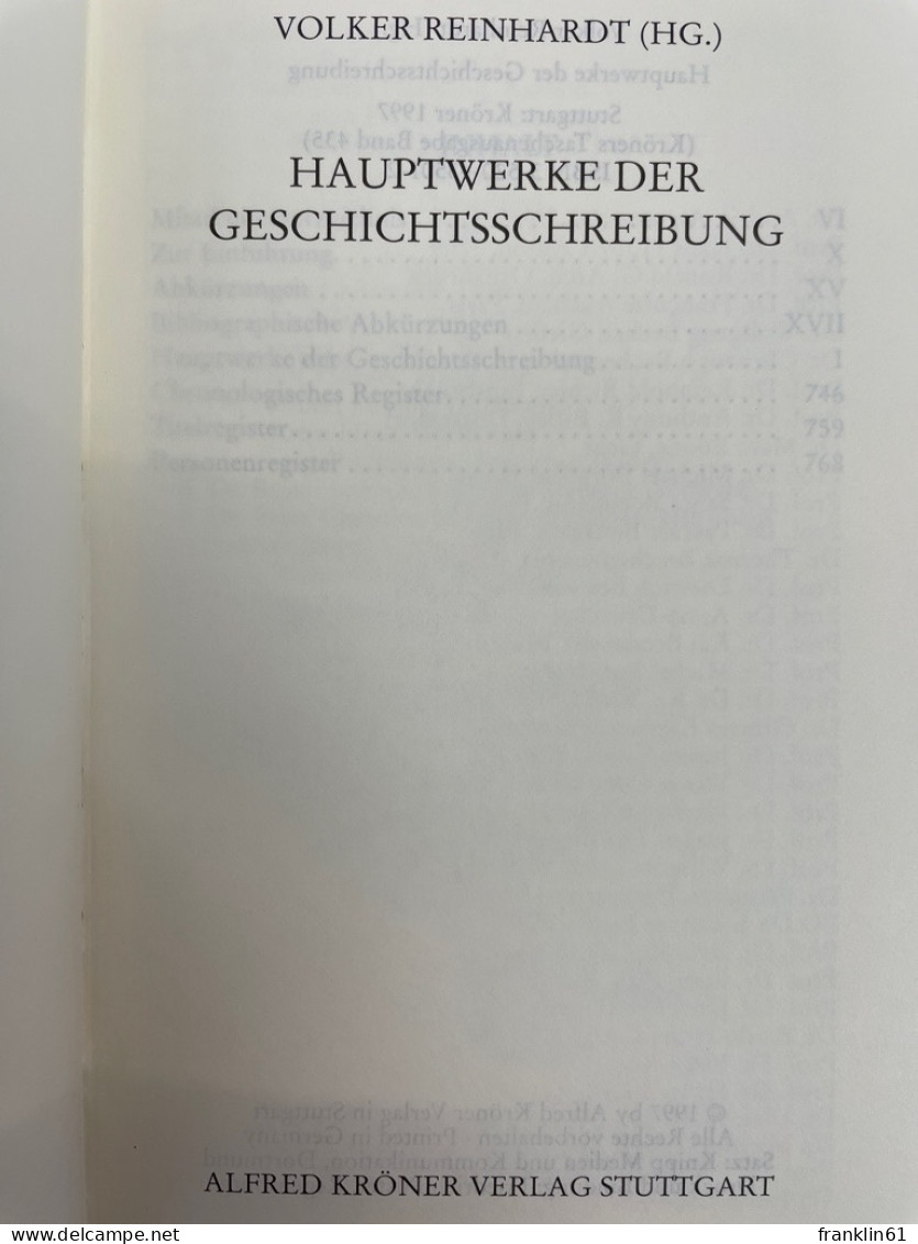 Hauptwerke Der Geschichtsschreibung. - 4. Neuzeit (1789-1914)
