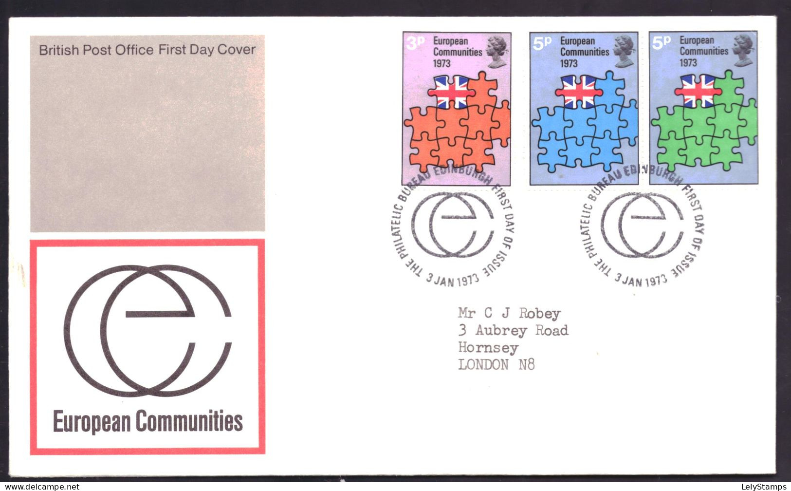 Great Britain / Groot Britanie FDC 612 T/m 614 Used EEG (1973) - 1971-1980 Decimal Issues