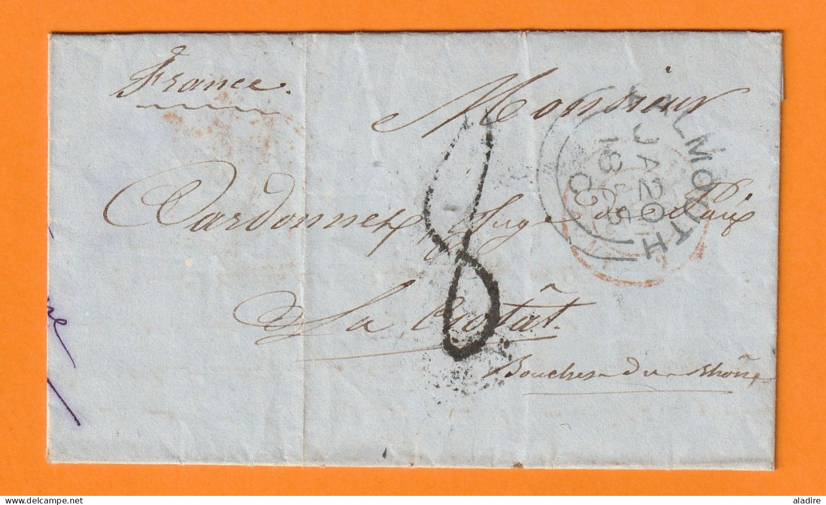 1855 - QV - Lettre Pliée En Français De FALMOUTH, Cornouailles, Angleterre Vers LA CIOTAT, BdR, France - T 8 - Marcophilie